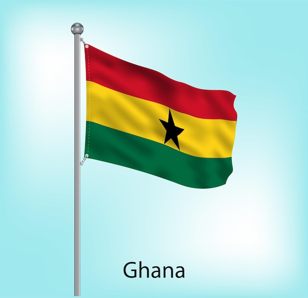 Ghana zwaait met de vlag op de vlaggenmast