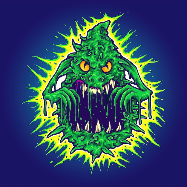 Ghost Cannabis Weed Monster Vector illustrations for your work Logo, mascot merchandise t-shirt, stickers and Label designs, poster, greeting cards advertising business company or brands.