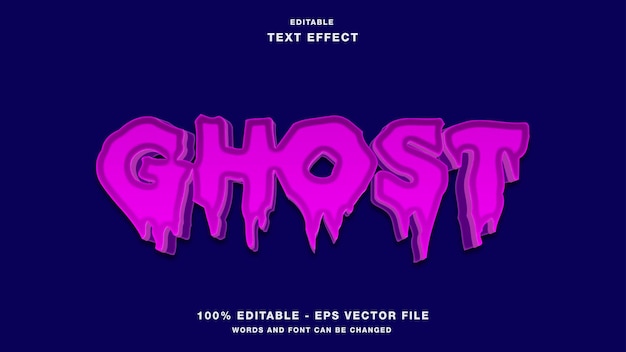 Vector ghost cartoon 3d editable text effect