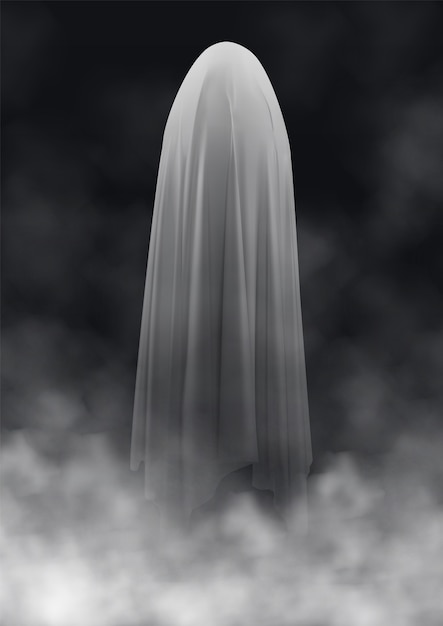 ghost on a dark background in the fog