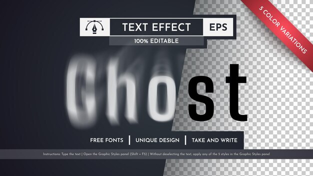 Vector ghost editable text effect graphic style vector mockup and template slogan and brand company