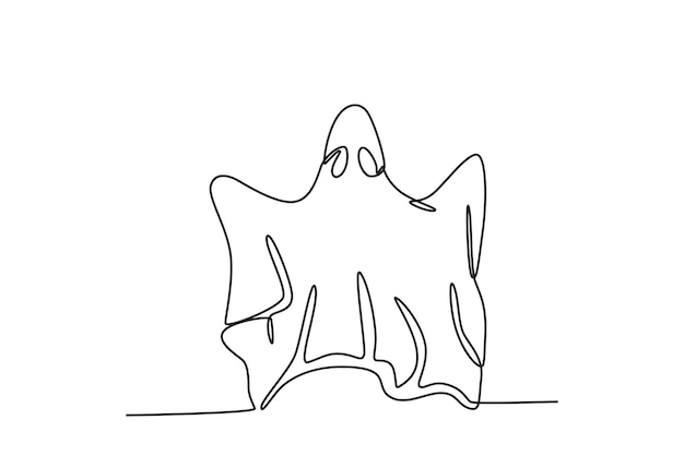 A ghost floated in the air Ghost oneline drawing