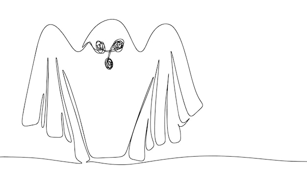 Ghost geïsoleerd op witte achtergrond Line art Halloween ghost Een regel continue vector