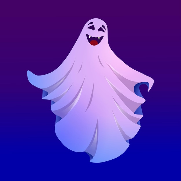 Ghost halloween schattig monster geïsoleerd grappig stripfiguur Cartoon vectorillustratie karakter ghost in een blad voor halloween herfstvakantie