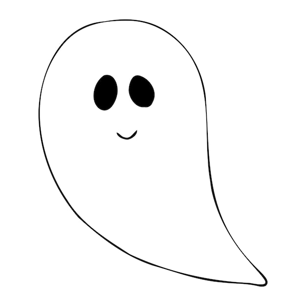 Vector the ghost of halloween vector ghost with doodle style isolated on a white background