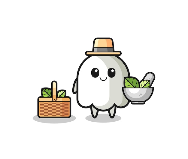 Ghost herbalist cute cartoon  cute design