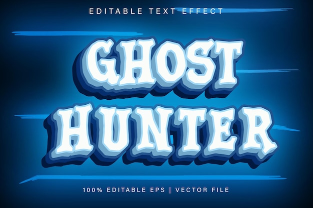 Vector ghost hunter editable text effect neon style