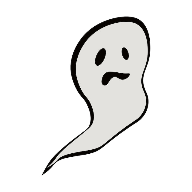 유령 아이콘 귀여운 만화 캐릭터, 할로윈 로고 또는 기호, 흰색으로 격리된 벡터 그림