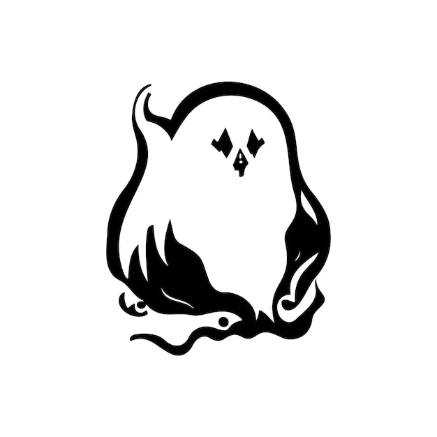 Ghost Icon hand draw black colour halloween logo vector element and symbol perfect