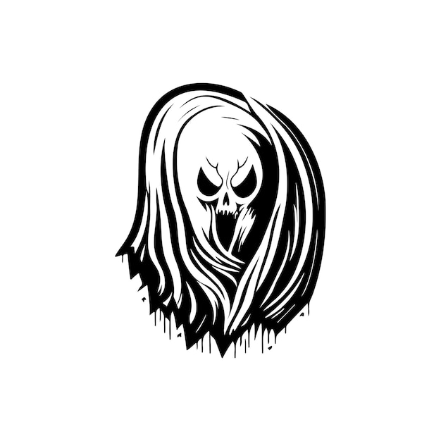 Vector ghost icon hand draw black colour halloween scary logo vector element and symbol