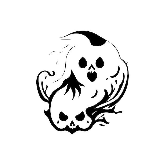 Vector ghost icon hand tekenen zwarte kleur halloween logo vectorelement en symbool perfect