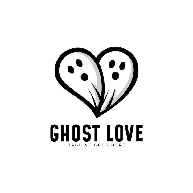 Ghost Love Eenvoudig Logo Ontwerp Illustratie