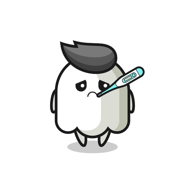 Ghost mascot character with fever condition , cute style design for t shirt, sticker, logo element