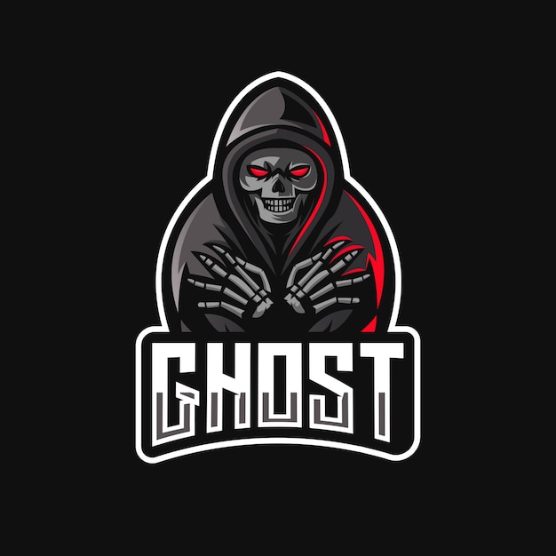 Дизайн логотипа талисмана призрака с современной командой киберспорта