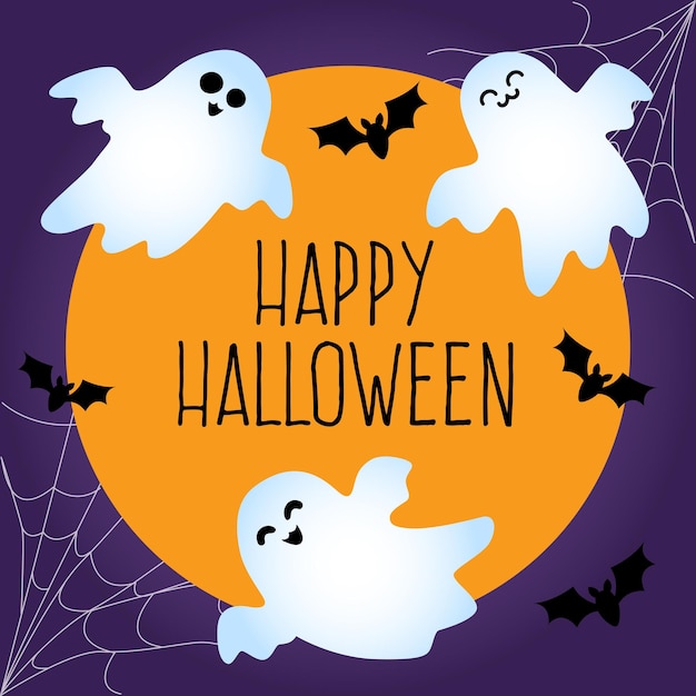Ghost post with happy halloween message