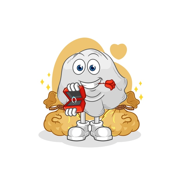 Ghost propose with ring cartoon mascot vector