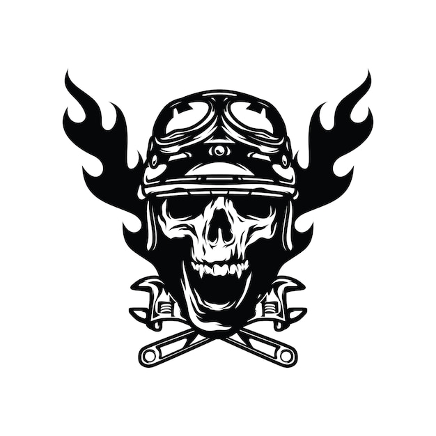 Ghost rider skull road biker vector mascot illustration