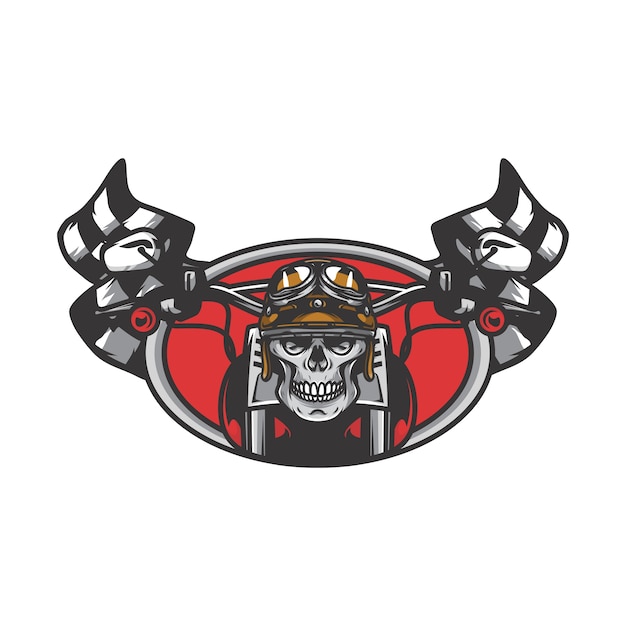 Ghost rider skull road biker vector mascot illustration