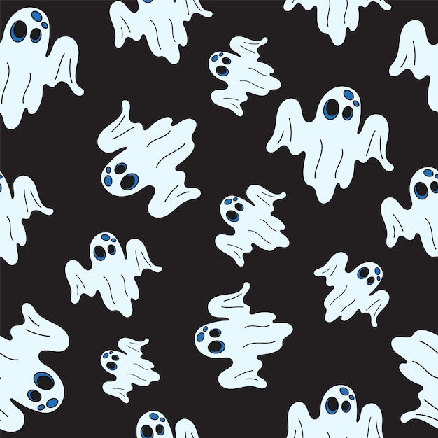 Vector ghost seamless pattern halloween vector illustration ghost halloween textile for your design print