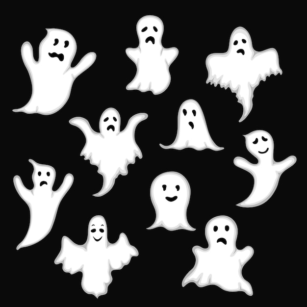 Ghost set on a black background in the style of the cartoon.