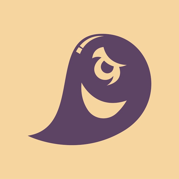 Ghost Silhouette Logo Design Concept Vector