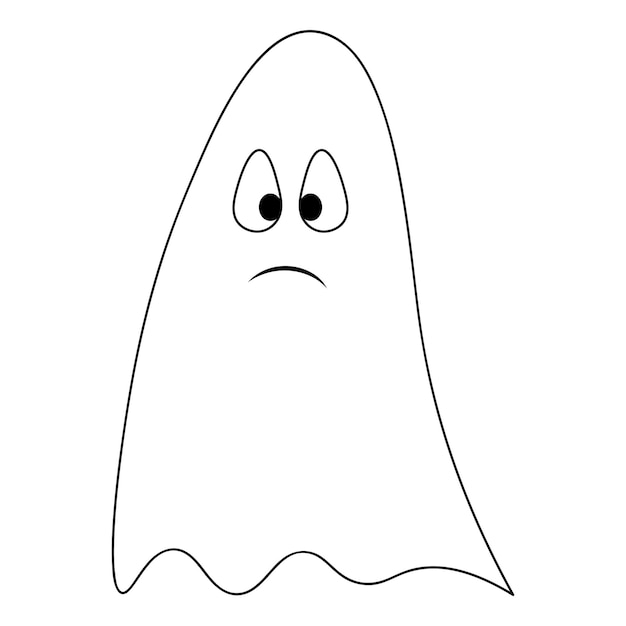 Ghost sketch verrast gezichtsuitdrukking spirit met grote ogen in doodle-stijl