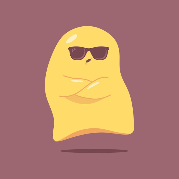 Ghost in sunglasses vector cartoon character isolated on background