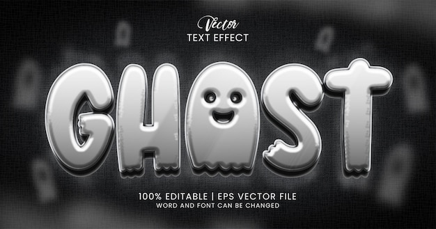 Vector ghost text, 3d horror editable text effect style template