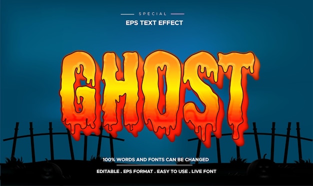 Ghost text effect, editable horror and cartoon text style