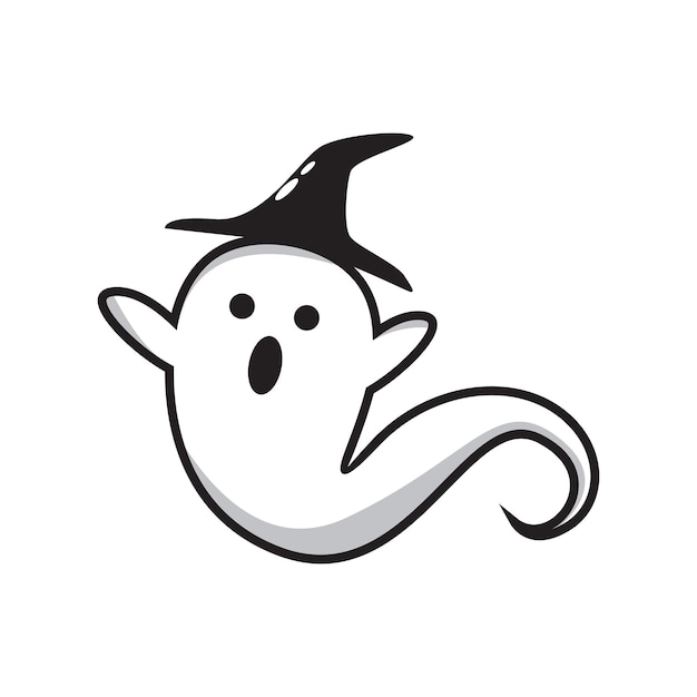 A ghost with a black hat and a pointed hat on it