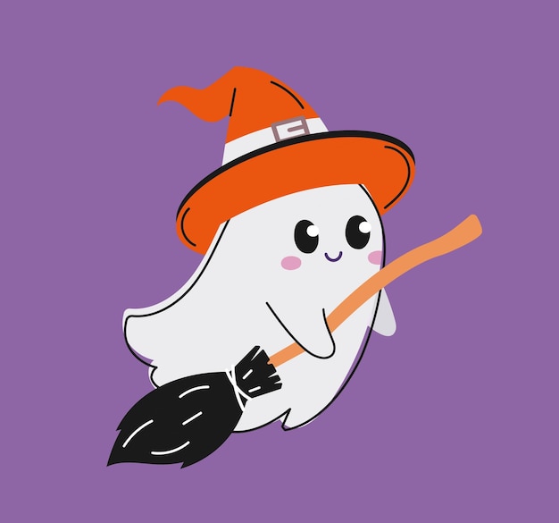 Vector ghost with broom