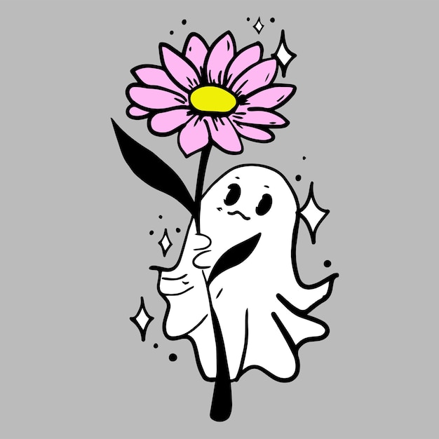 Vector ghost with huge flower