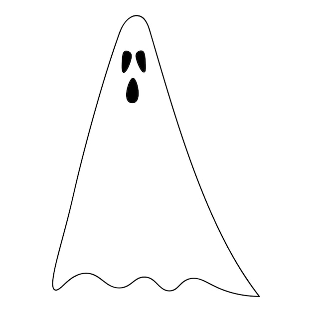 目を広げた幽霊が悲鳴を上げる スケッチ 落書きスタイルの不気味な精神 白いリネンのスーツ