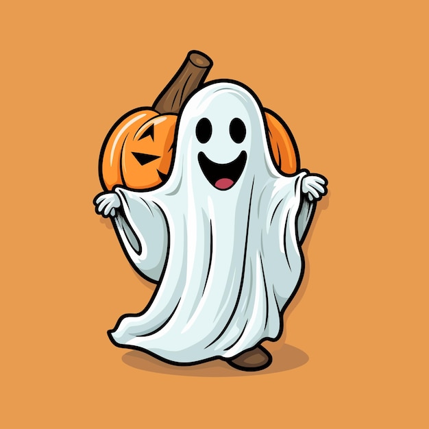 Vector ghost with pumpkin