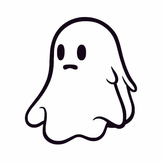 A ghost with a sad face is on a white background.