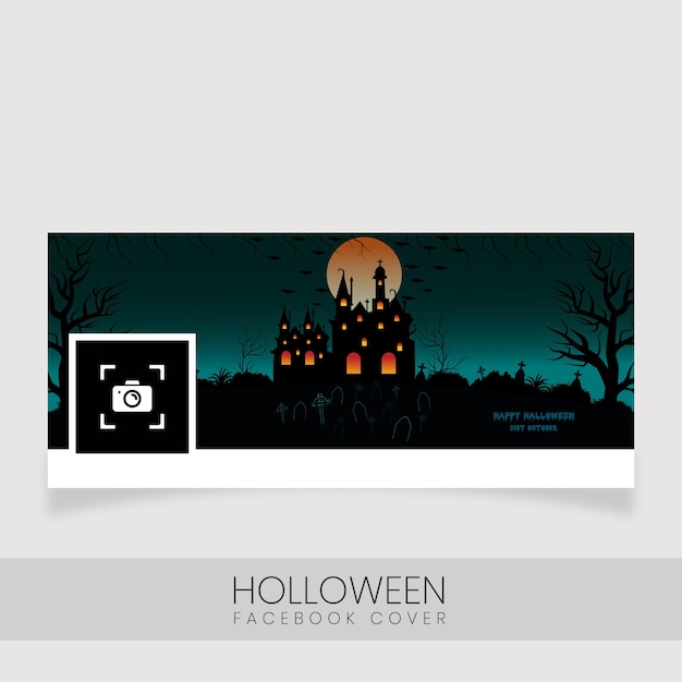 Ghost zombie trick or treat Scary halloween Facebook cover template 01