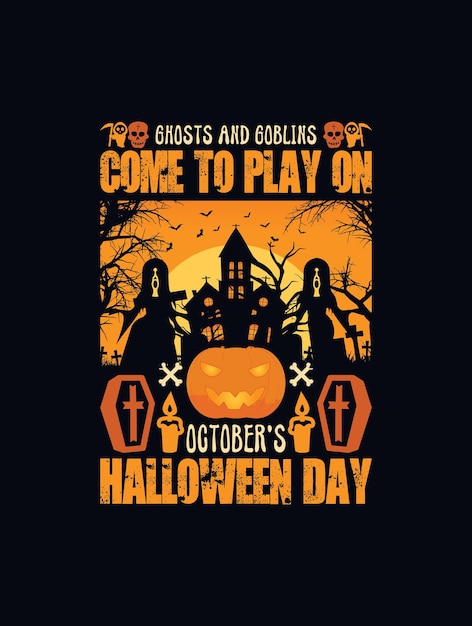 Ghosts goblins komen spelen op Halloween Tshirt Design van oktober