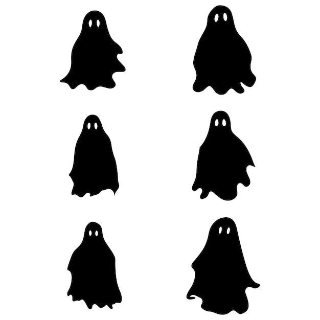 ghosts Haloween great collection Simple spooky character Scary ghostly monsters