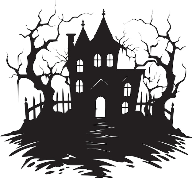 Вектор ghoulhaven векторный дом логотип страшный дом икона дизайна