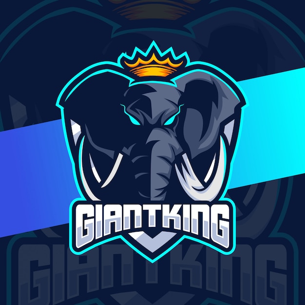 Vector giant elephant king mascot esport logo design