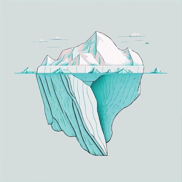 Vettore iceberg di massa di ghiaccio gigante galleggiante