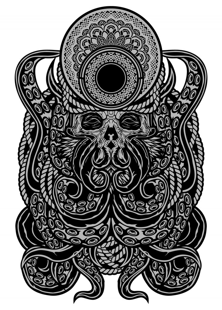 Vector giant octopus illustration