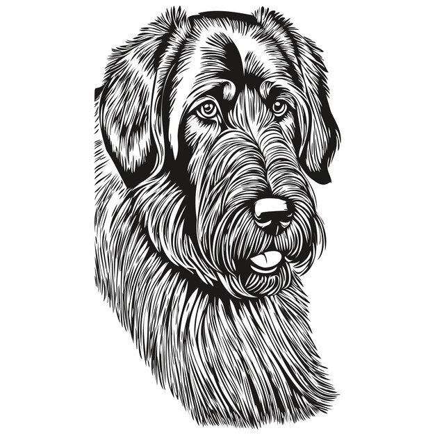 ジャイアントシュナウザー犬の手描きのロゴ描画白黒線画ペットイラストリアルな品種ペット