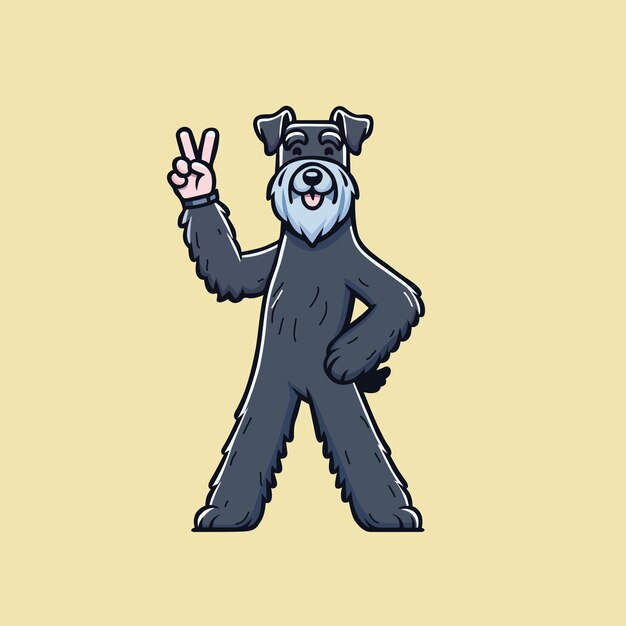 Giant Schnauzer Dog Peace Gesture Illustration Vector