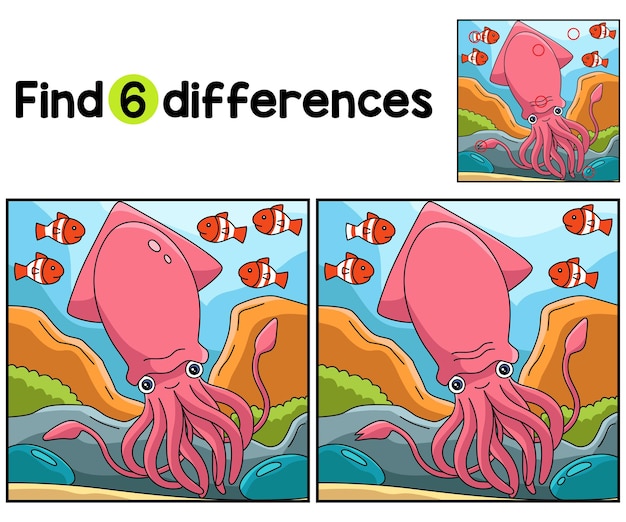 Giant Squid Animal Find The Differences