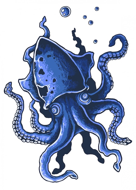 Vettore illustrazione gigante di vettore del polipo di tentacle del calamaro