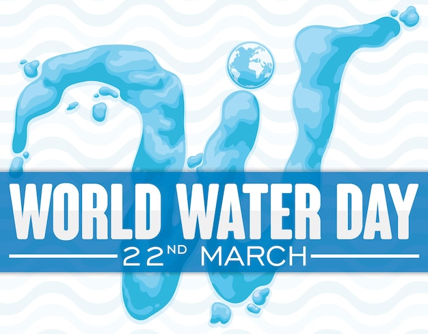 Giant W letter and globe in a drop for World Water Day on March 22