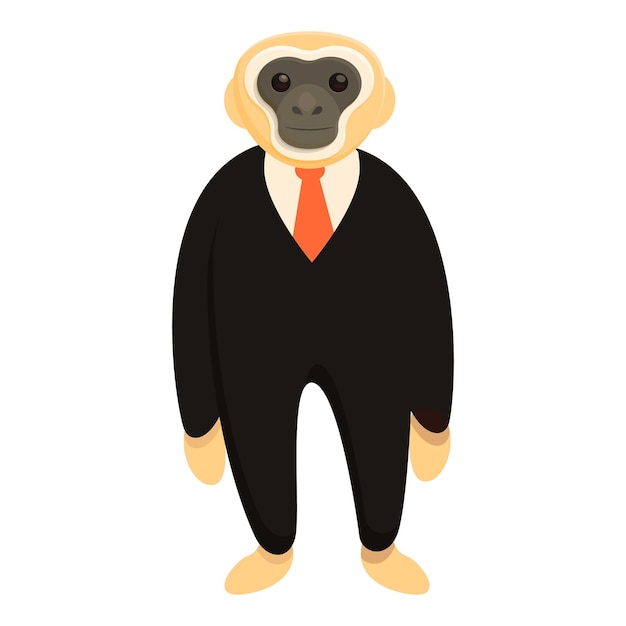 Gibbon in kostuumpictogram Cartoon van gibbon in kostuum vectorpictogram voor webontwerp dat op witte achtergrond wordt geïsoleerd