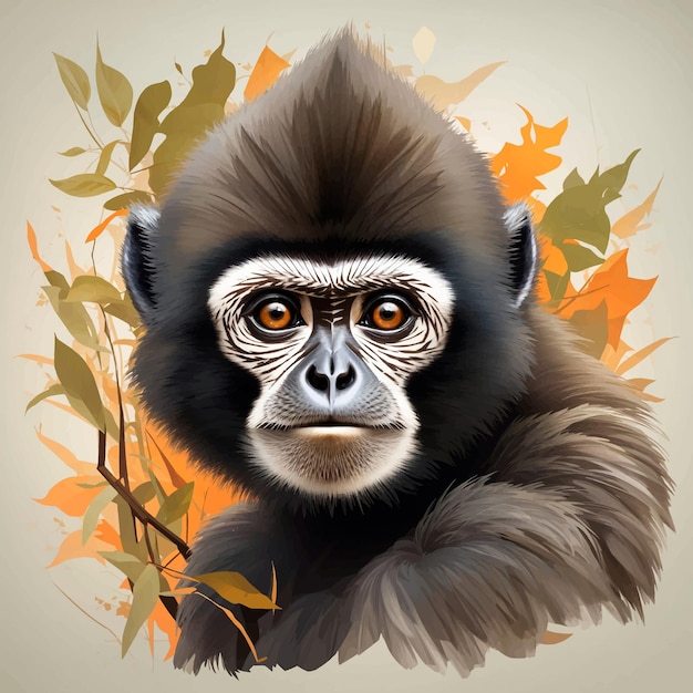 Vector gibbon in nature vector illustration