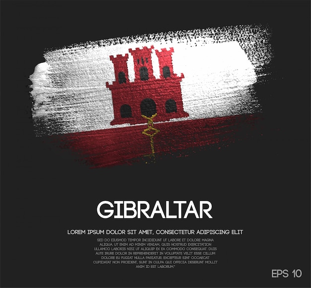 Gibraltar Flag Made of Glitter Sparkle Brush Paint